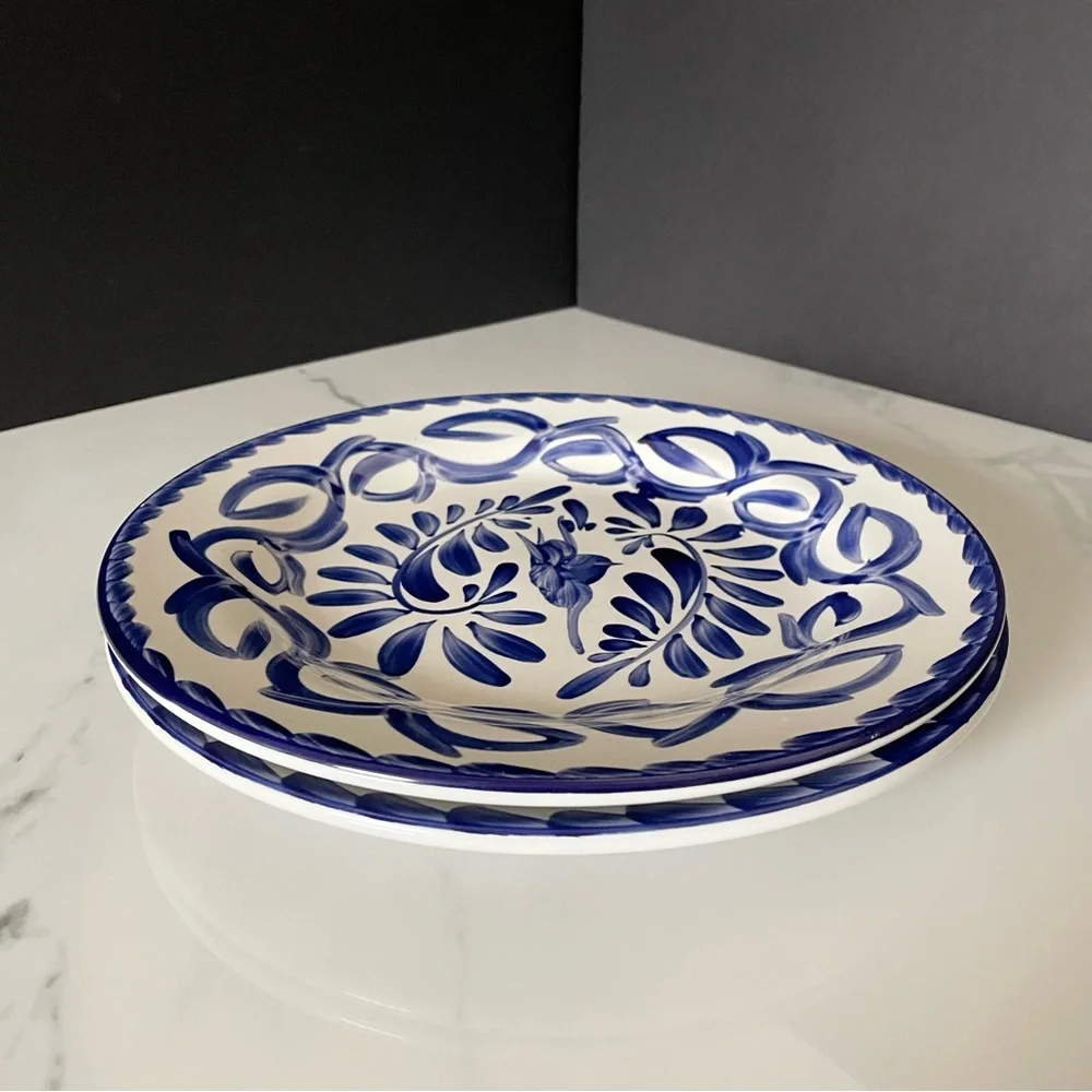 SET of 2 Blue & White Dinner Plates - Anfora Puebla - Pottery Barn